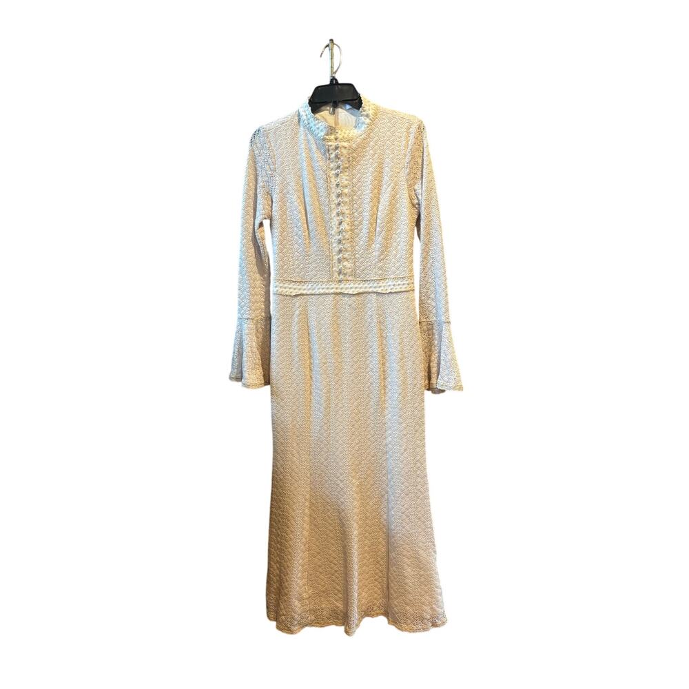Elliatt Kailee textured crochet long bell sleeve midi dress boho large - Picture 7 of 14